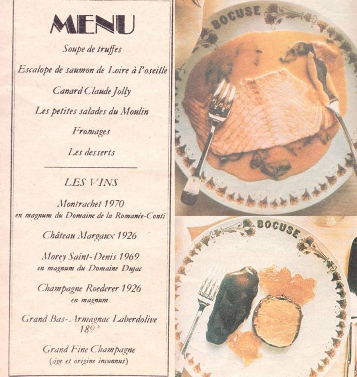 El célebre menú y dos de sus platos, en las páginas de 'ABC'.