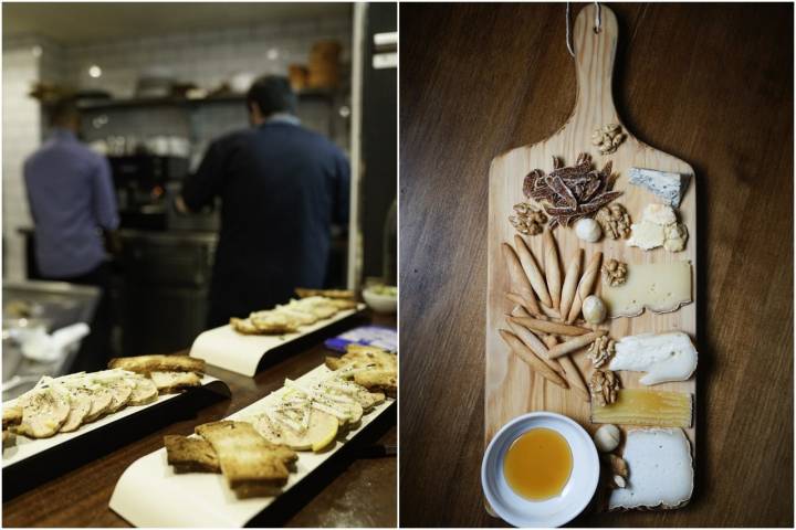 'Foie' 'micuit' y tabla de quesos con cuñas traídas directamente de 'La Quesería', en la calle Blasco de Garay.