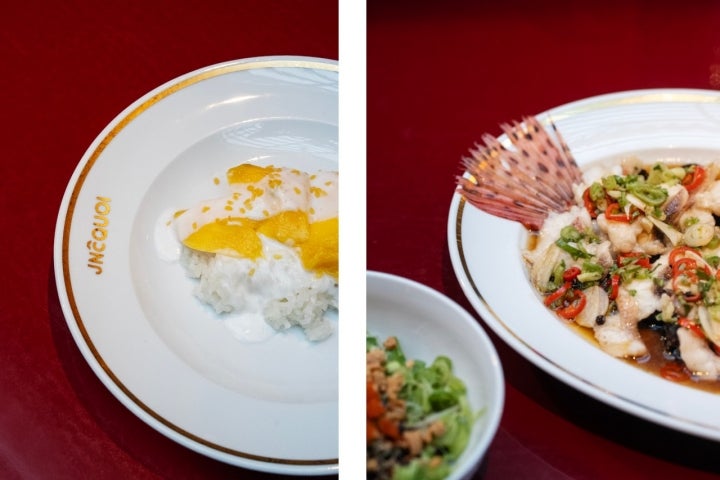 O tailandês mango sticky rice e o rascasso ao vapor, ao estilo Sichuan, unem-se num só menu