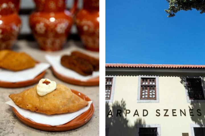 O pastel de massa tenra de frango e molho de leitão é um dos petiscos no Museu da Fundação Arpad Szenes