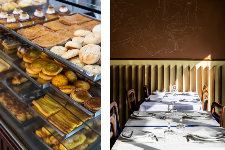 A pastelaria de fabrico próprio é afamada, com destaque para as trouxas de ovos 