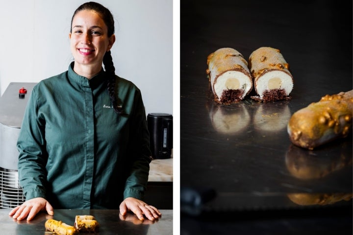 Sara Soares e o seu entremet vegan e sem glúten de baunilha do Madagáscar, caramelo salgado e chocolate. 