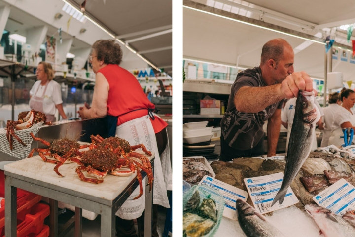 É possível comprar peixe nas bancas e pedir para cozinhá-lo num dos restaurantes do Mercado 