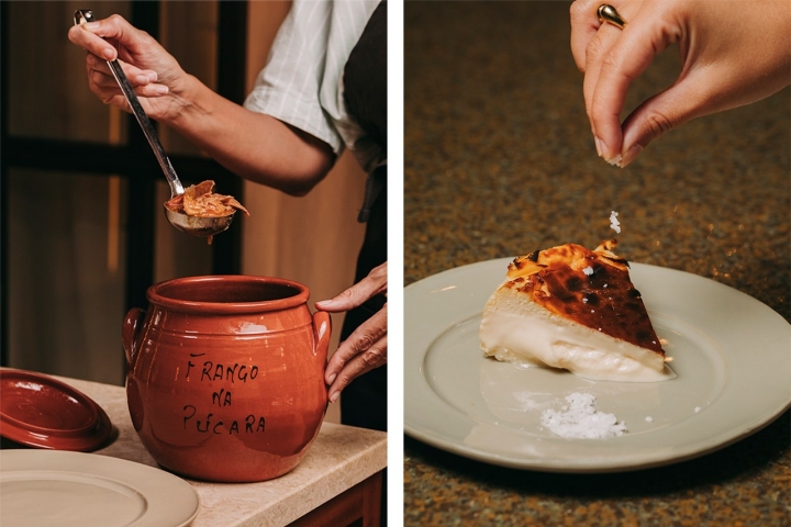 O frango na púcara para dois é um dos pratos imperdíveis, além da famosa Basqa, a tarte de queijo do chef 