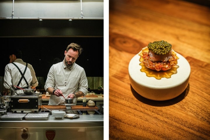 A mesa festiva de Marlene abre-se com a tartelete de camarão rosa e caviar