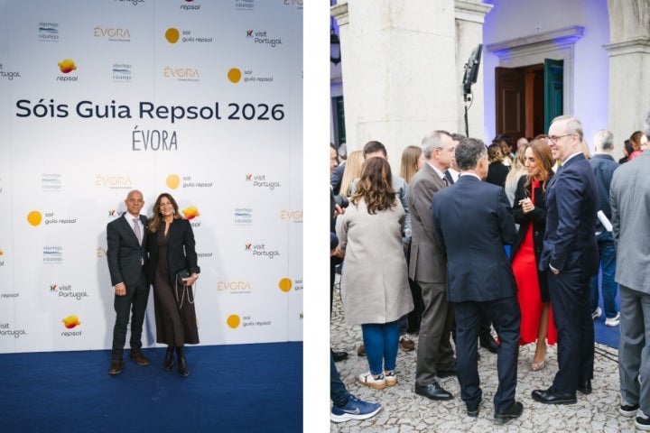 João e Rita Soares, da Herdade  Malhadinha Nova (cujo restaurante ganhou 1 Sol Guia Repsol); Vera Vicente (Administradora-Delegada da Repsol Portugal) com Carlos Abade (Presidente do Turismo de Portugal), Carlos Zorrinho (Presidente da Câmara Municipal de Évora) e José Manuel Santos (Presidente da Entidade Regional de Turismo do Alentejo e Ribatejo)