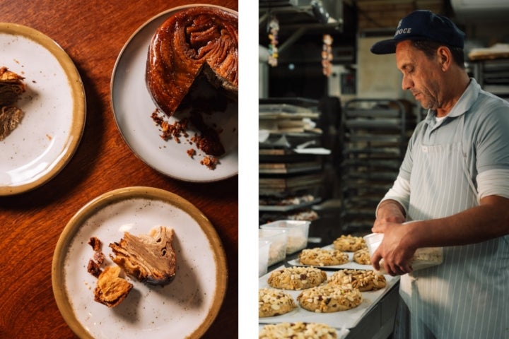 As camadas ao cortar o folar de Olhão são a sua grande característica