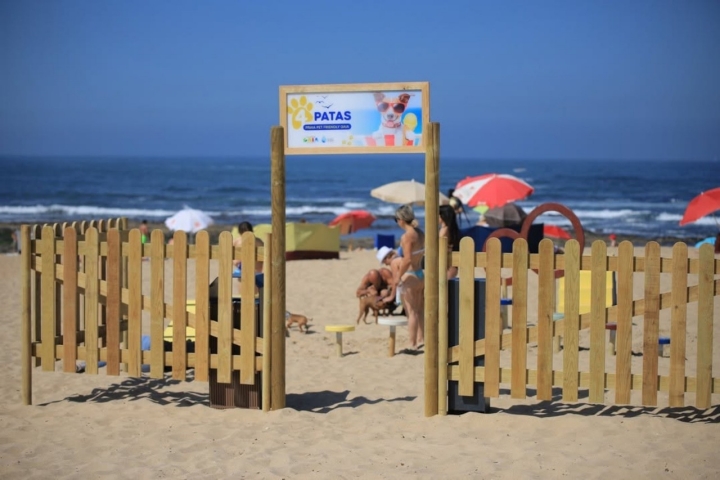 Em 2022, a Praia de Brito tornou-se a primeira do grande Porto com zona delimitada para cães (foto: CM Vila Nova de Gaia)