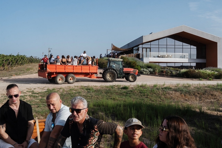 A tarde começa com um passeio pela Herdade da Fonte Santa, onde são produzidos os vinhos Mainova 