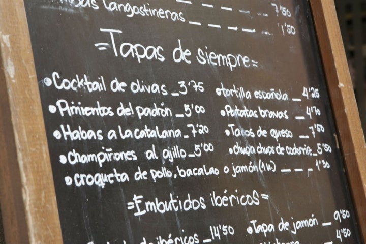 Cartel típico de tapas.