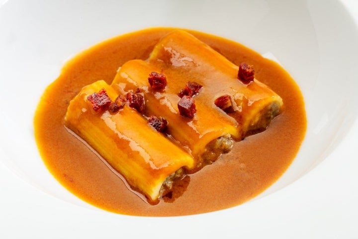 Siempre los encontrarás en la carta del 'A'Barra', canelones rellenos de ibérico.