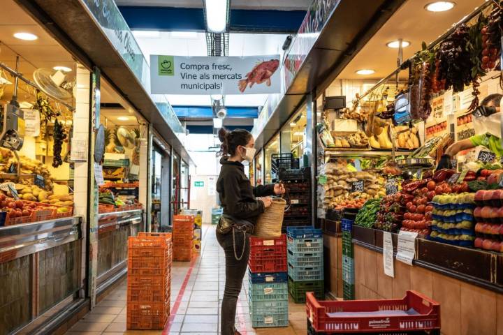 El campo mallorquín: clientes en el mercado del barrio de Pere Garau