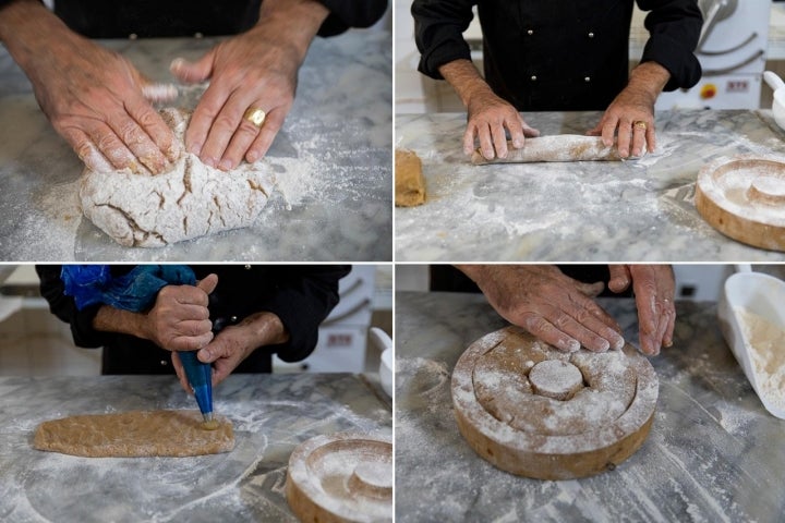 Fotomontaje con los procesos de la elaboración del dulce