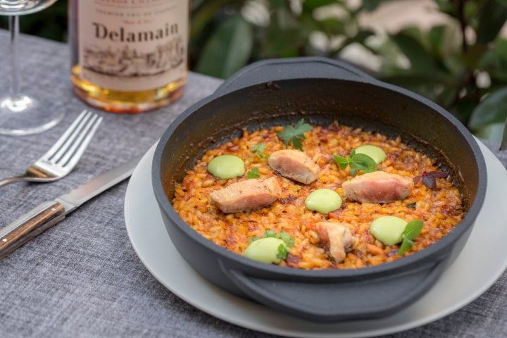 Arroz al horno con codorniz ortolans de 'Lakasa'. Foto: David de Luis.