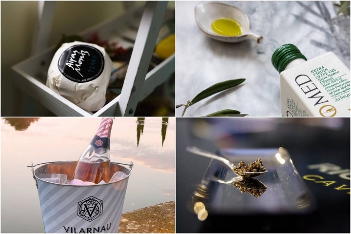 Caviar, queso, aceite y cava, productos perfectos para regalar.