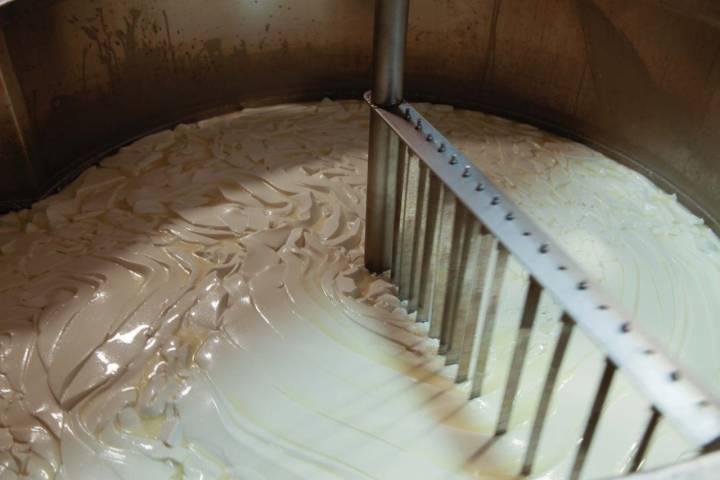 La cuba, donde la leche se remueve y se calienta continuamente.