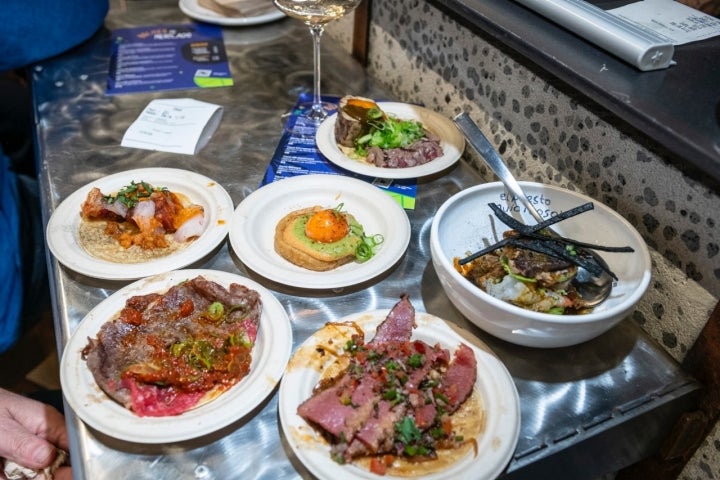 Varios de los tacos que se sirvieron durante la noche del mercado.