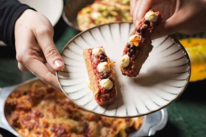Tacos de steak tartar.