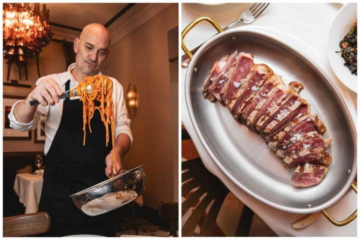 El chef Gerard Barberan y su pasta fresca, junto a un sabroso lomo bajo.