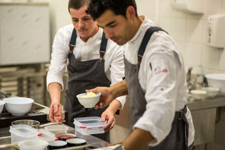 Durante un momento de la demostración ante los visitantes de Gastronomika.