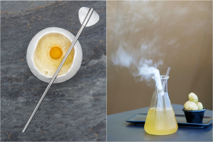 Cócteles Mola un huevo y Dr. Jekyll de la coctelería Espazio Oteiza (Donostia).