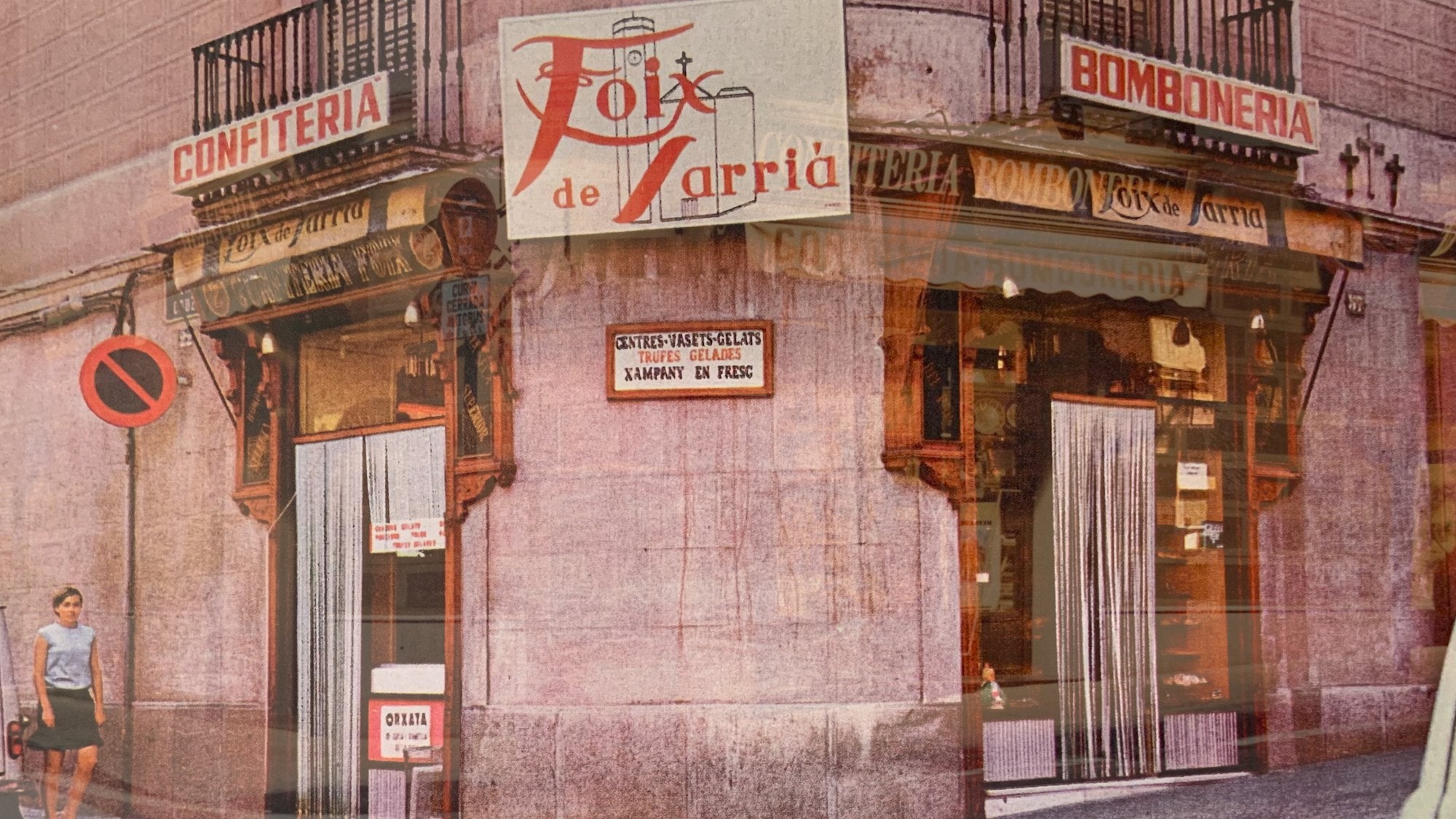 Foto antigua de la fachada de la pastelería 'Foix de Sarrià' en Barcelona