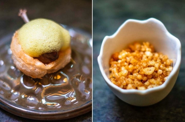 Restaurante 'A Barra': muslo pichón con 'Garam Masala' y Huevo Périgord.