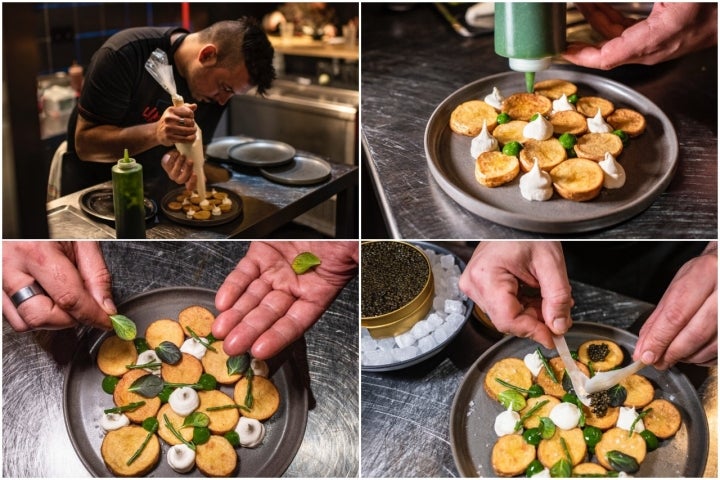 Patatas con crema agria casera y caviar para darse un capricho asequible.