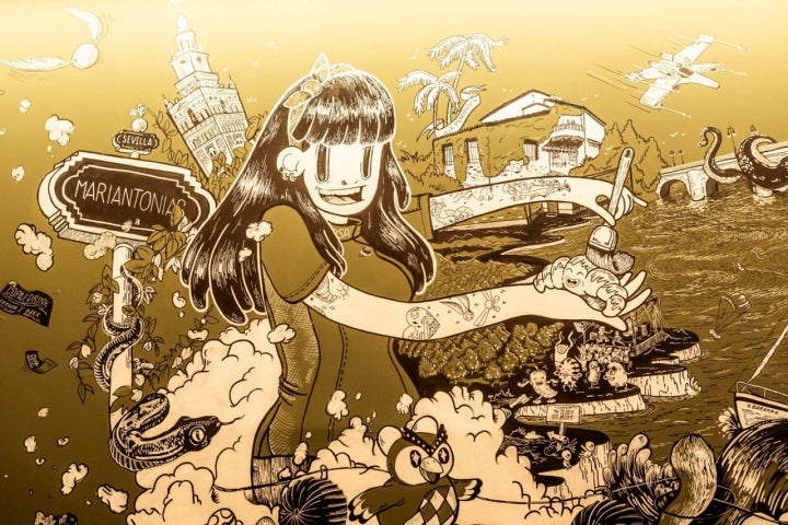 Bea, en el mural.