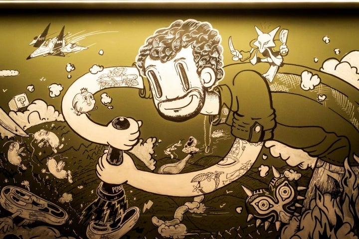 Rodri, en el mural.