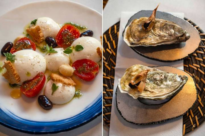 Restaurante 'Compartir': ensalada y ostras con ajoblanco y ajo negro japonés