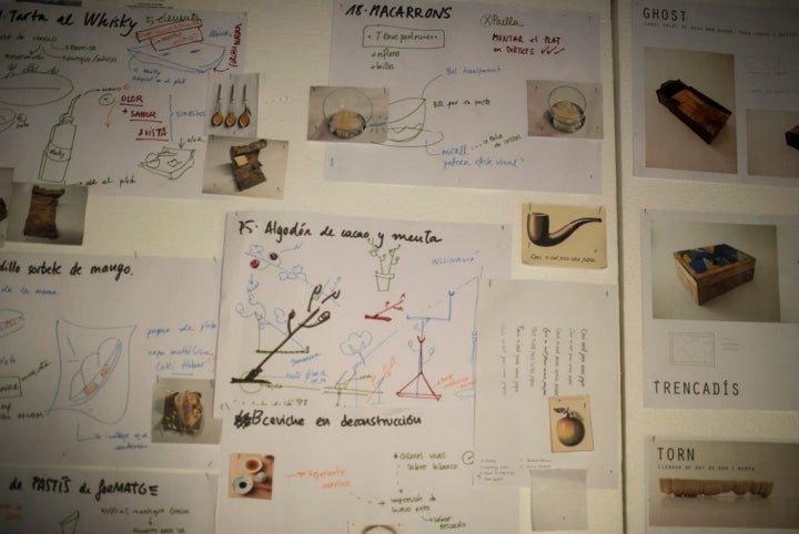 Notas y dibujos sobre la elaboración y presentación de los platos