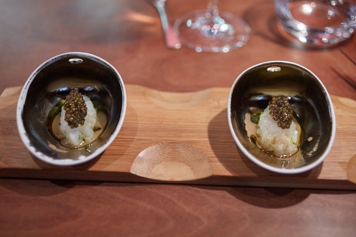 El tartar de sepia con caviar.