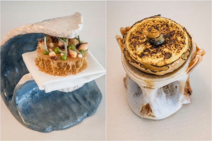 Galleta aérea de gofio y cesta de atún del restaurante El Pellizco by Rigoberto Almeida (Fuerteventura).