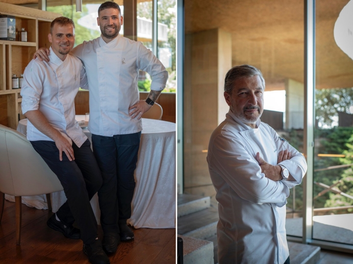 Carlos López, Jordi Turmó y Joan Roca del restaurante Fontané de los hermanos Roca.