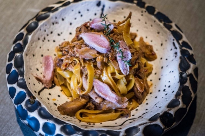 Restaurante 'Fokacha' (Madrid): Tagliatelle con conejo de monte guisado y nduja