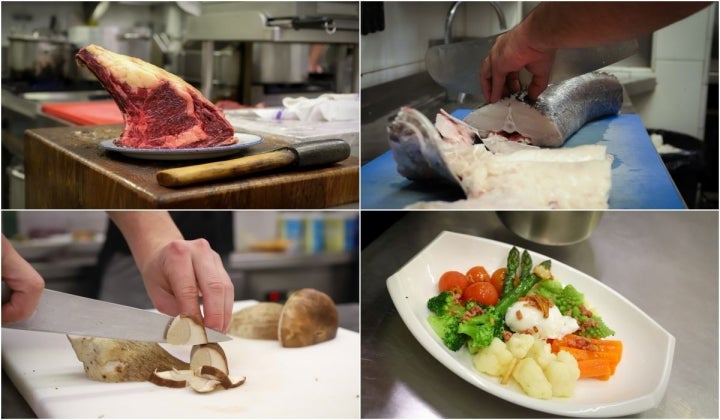 Carnes, pescados, verduras, hortalizas y arroces en la carta.