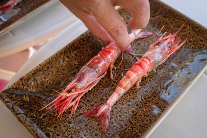 Gamba roja de Mallorca a la sal.