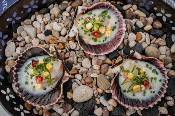 Zamburiñas en ceviche de coco.