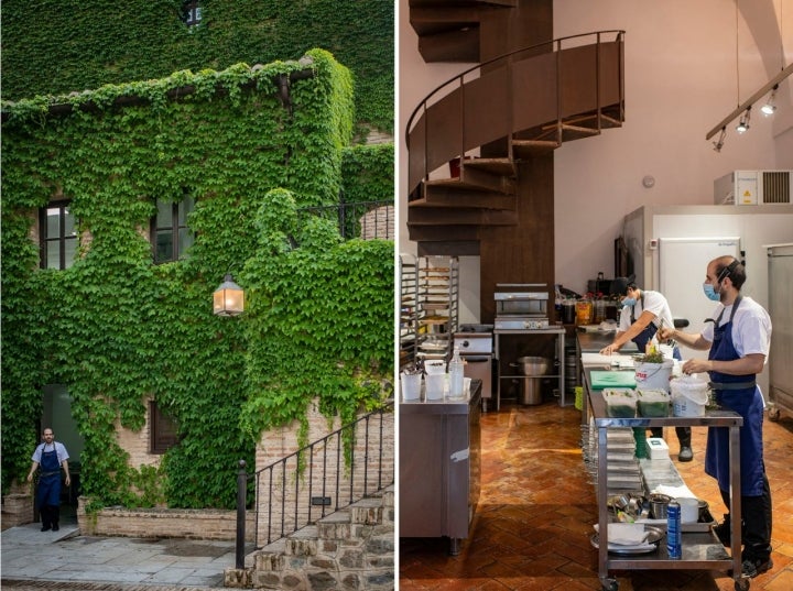 La cocina se encuentra junto a la ermita de la finca, en su interior, las ventanas se asoman al río. En la foto, Alberto García, jefe de cocina.