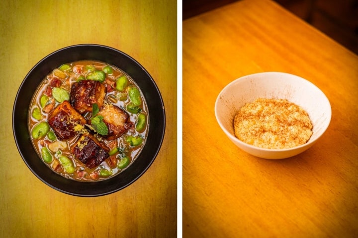 La fabada con cerdo agridulce y el arroz con leche caliente son dos clásicos del ‘Sal Grosso’ de Évora