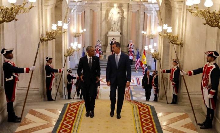 Obama en su visita al Palacio Real. Foto: EFE.