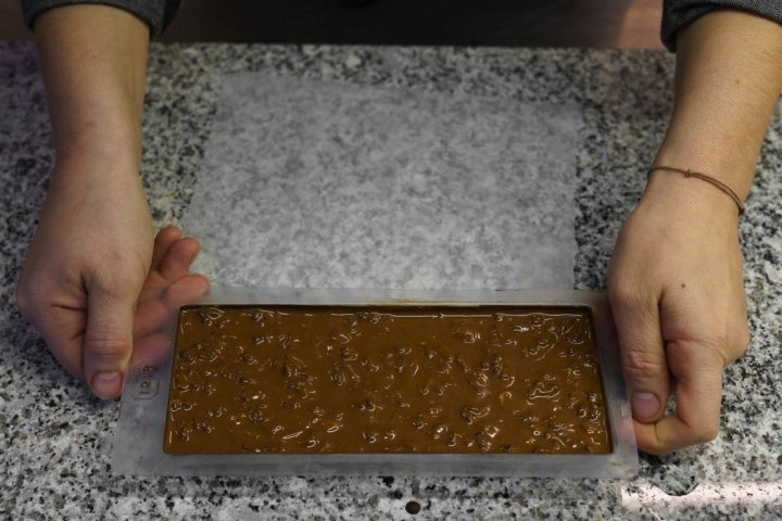 Turrón de crocante de guianduja y naranja: relleno