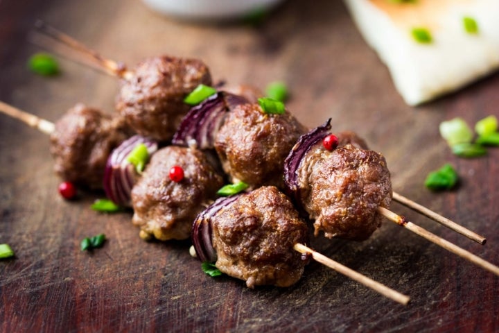 Albondigas en un pincho.