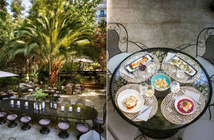 En la verde terraza del Palacio de Linares, sede de Casa de América, se puede comer, cenar y tomar la primera copa. Foto: Facebook.
