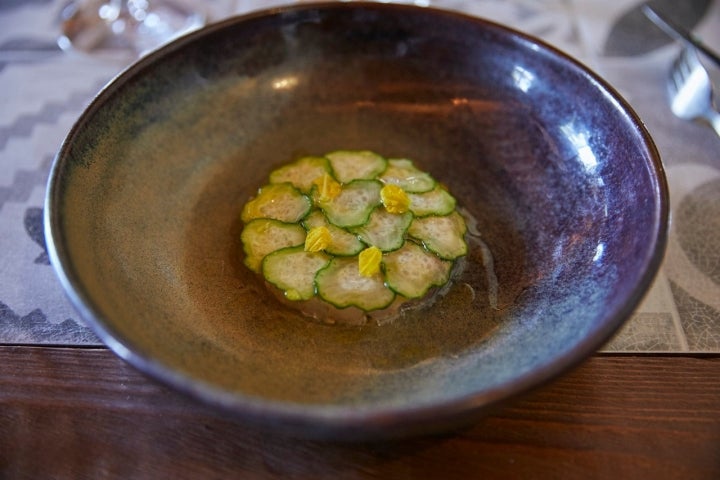 Uno de los platos del restaurante: tartar de pargo y pepino.