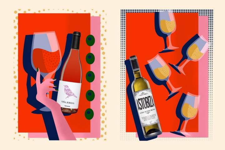 Vinos baratos: ilustración de Viña Zorzal y Astobiza