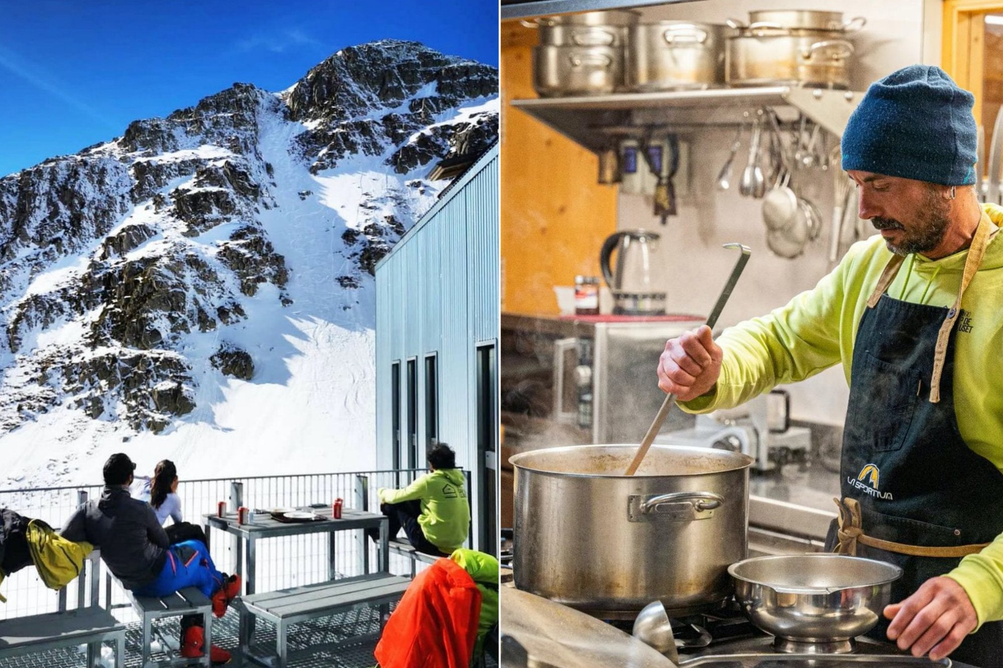 Vistas desde la terraza del refugio Cap de Llauset y cocina