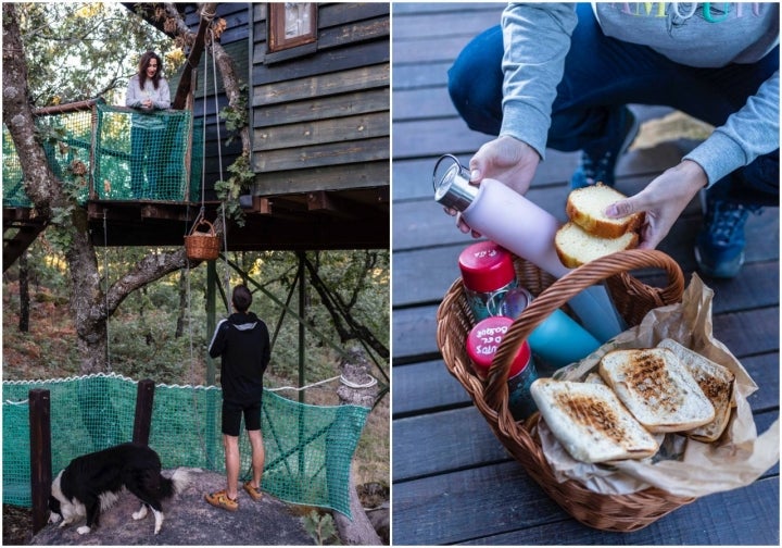 El desayuno se sirve cada mañana en la propia cabaña.