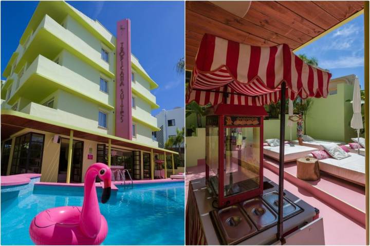 Zonas para relajarse en la piscina del hotel Tropicana (Ibiza).